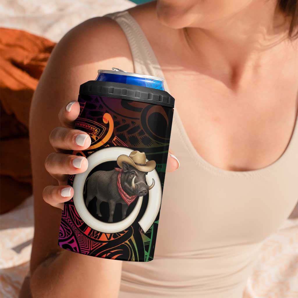 Vanuatu Boar Cowboy 4 in 1 Can Cooler Tumbler Tusk Gradient Polynesian Pattern - Polynesian Pride