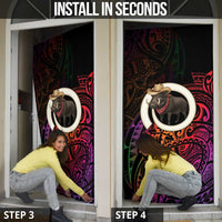 Vanuatu Boar Cowboy Door Cover Tusk Gradient Polynesian Pattern - Polynesian Pride