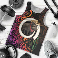 Vanuatu Boar Cowboy Men Tank Top Tusk Gradient Polynesian Pattern - Polynesian Pride