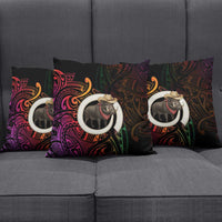 Vanuatu Boar Cowboy Pillow Cover Tusk Gradient Polynesian Pattern - Polynesian Pride