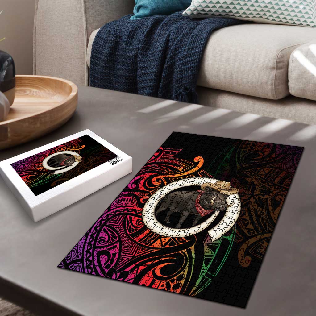 Vanuatu Boar Cowboy Puzzle Tusk Gradient Polynesian Pattern - Polynesian Pride