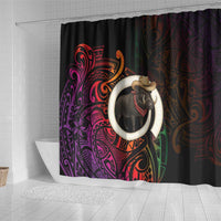 Vanuatu Boar Cowboy Shower Curtain Tusk Gradient Polynesian Pattern - Polynesian Pride