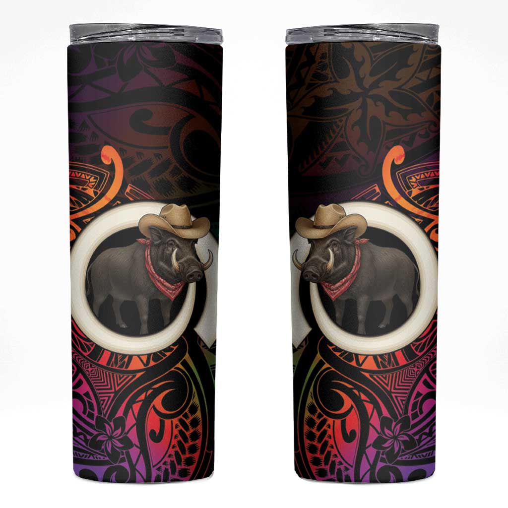 Vanuatu Boar Cowboy Skinny Tumbler Tusk Gradient Polynesian Pattern - Polynesian Pride