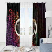 Vanuatu Boar Cowboy Window Curtain Tusk Gradient Polynesian Pattern - Polynesian Pride