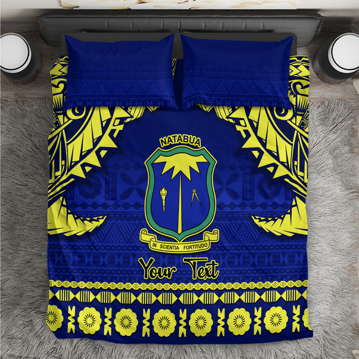 Personalised Fiji Natabua High School Bedding Set Fijian Tapa Pattern LT14 Blue - Polynesian Pride