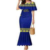 Personalised Fiji Natabua High School Family Matching Mermaid Dress and Hawaiian Shirt Fijian Tapa Pattern LT14 Mom's Dress Blue - Polynesian Pride