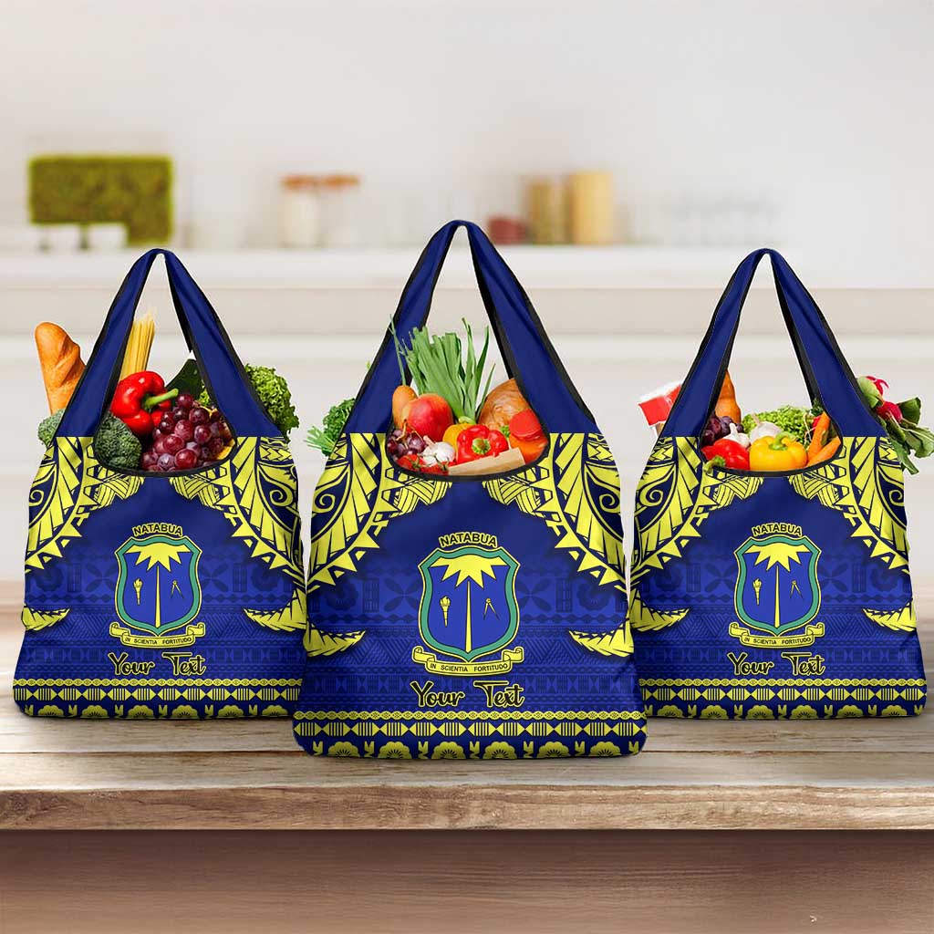 Personalised Fiji Natabua High School Grocery Bag Fijian Tapa Pattern