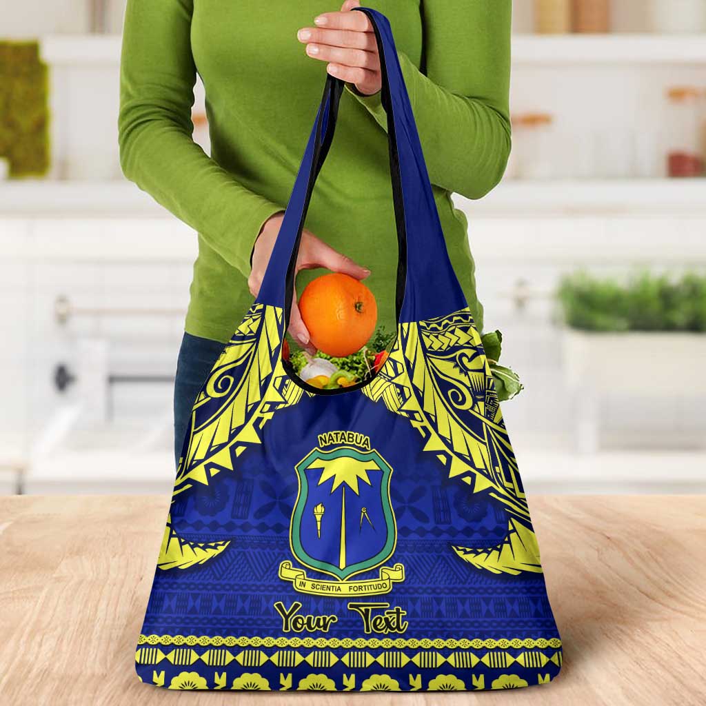 Personalised Fiji Natabua High School Grocery Bag Fijian Tapa Pattern