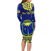 Personalised Fiji Natabua High School Long Sleeve Bodycon Dress Fijian Tapa Pattern LT14 - Polynesian Pride