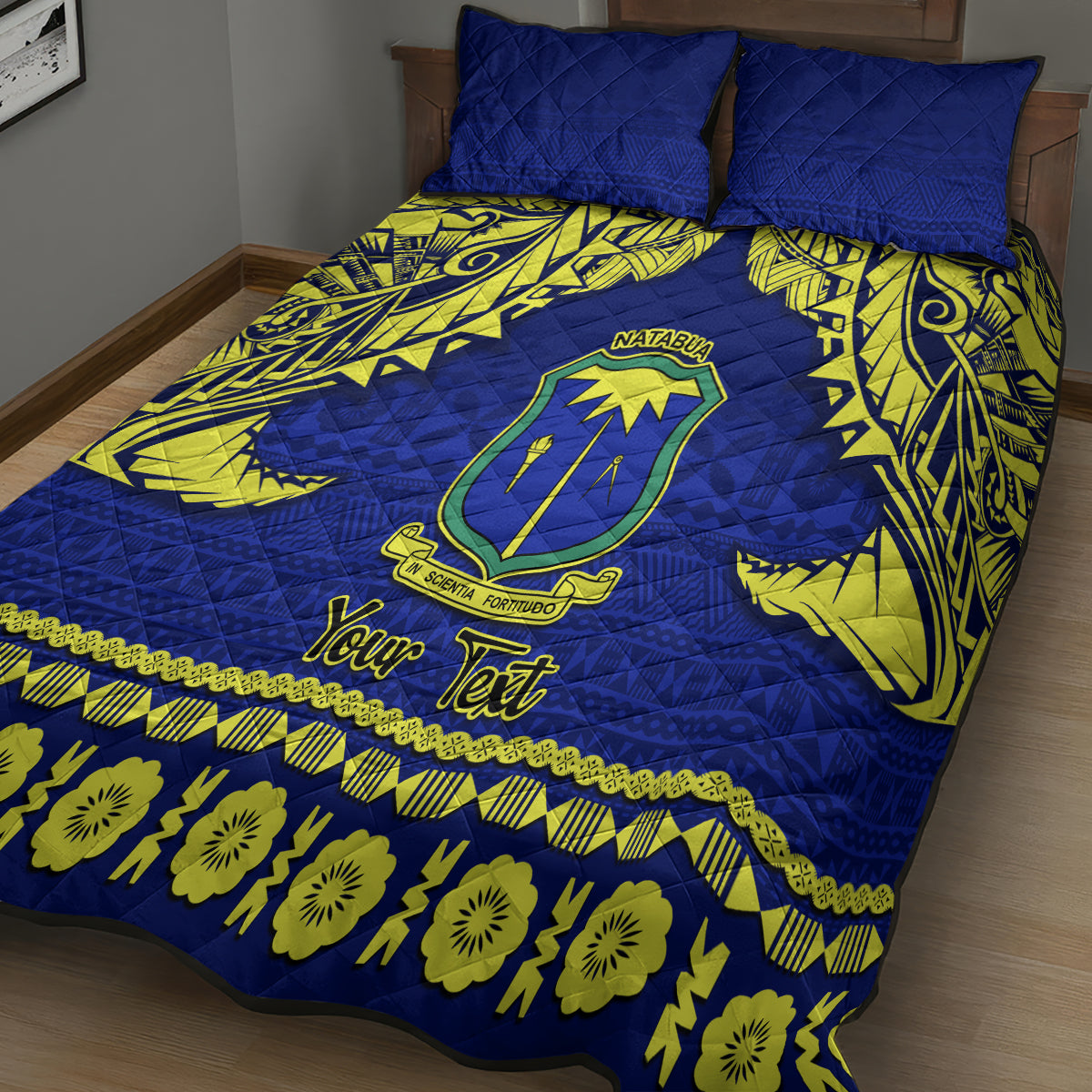 Personalised Fiji Natabua High School Quilt Bed Set Fijian Tapa Pattern LT14 - Polynesian Pride
