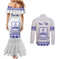 Personalised Fiji Labasa College Couples Matching Mermaid Dress and Long Sleeve Button Shirt Fijian Tapa Pattern LT14 - Polynesian Pride
