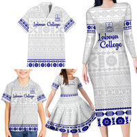 Personalised Fiji Labasa College Family Matching Long Sleeve Bodycon Dress and Hawaiian Shirt Fijian Tapa Pattern LT14 - Polynesian Pride