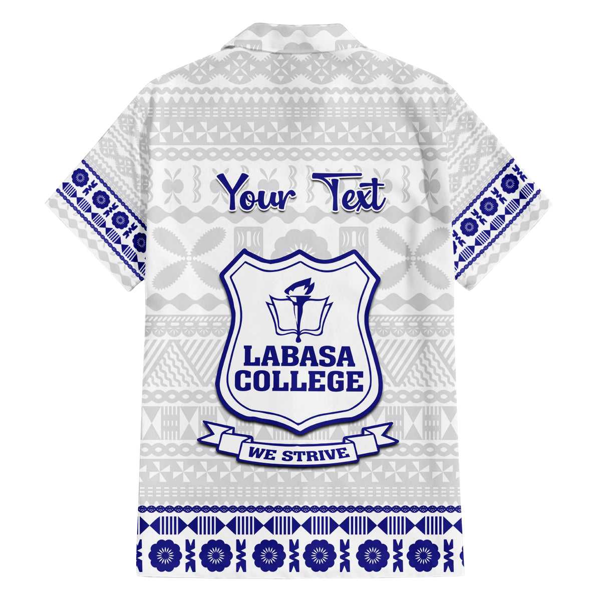 Personalised Fiji Labasa College Family Matching Off Shoulder Short Dress and Hawaiian Shirt Fijian Tapa Pattern LT14 - Polynesian Pride