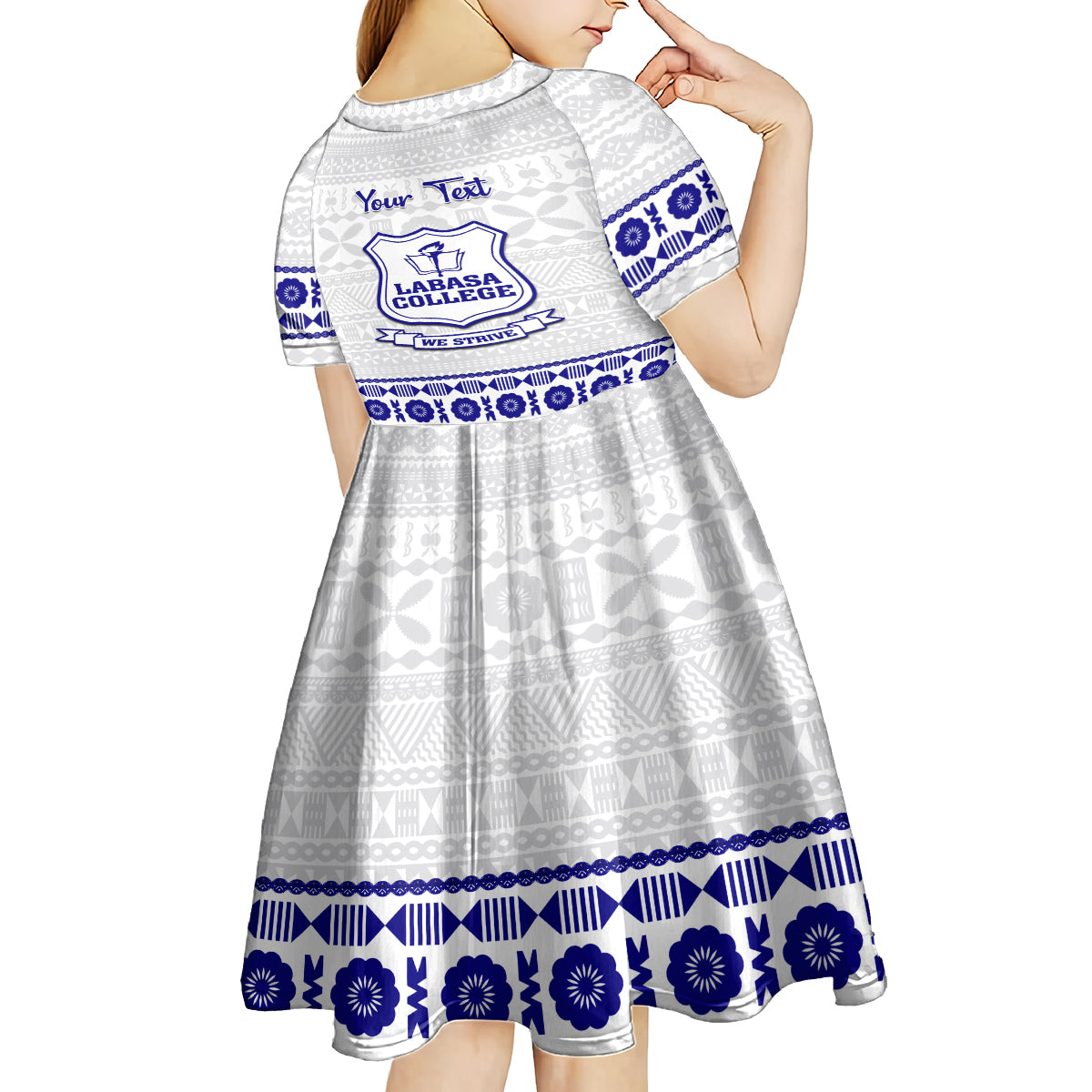 Personalised Fiji Labasa College Kid Short Sleeve Dress Fijian Tapa Pattern LT14 - Polynesian Pride