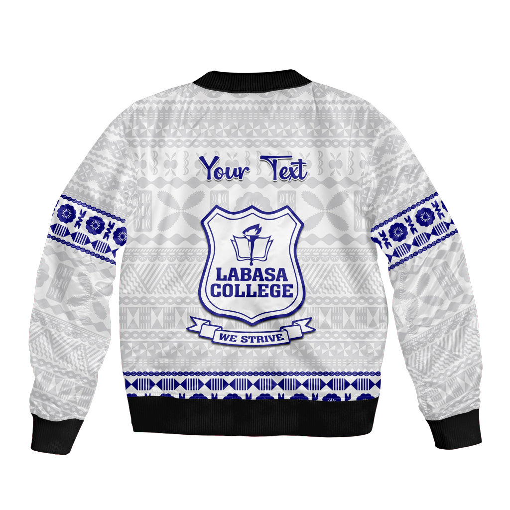 Personalised Fiji Labasa College Sleeve Zip Bomber Jacket Fijian Tapa Pattern LT14 - Polynesian Pride