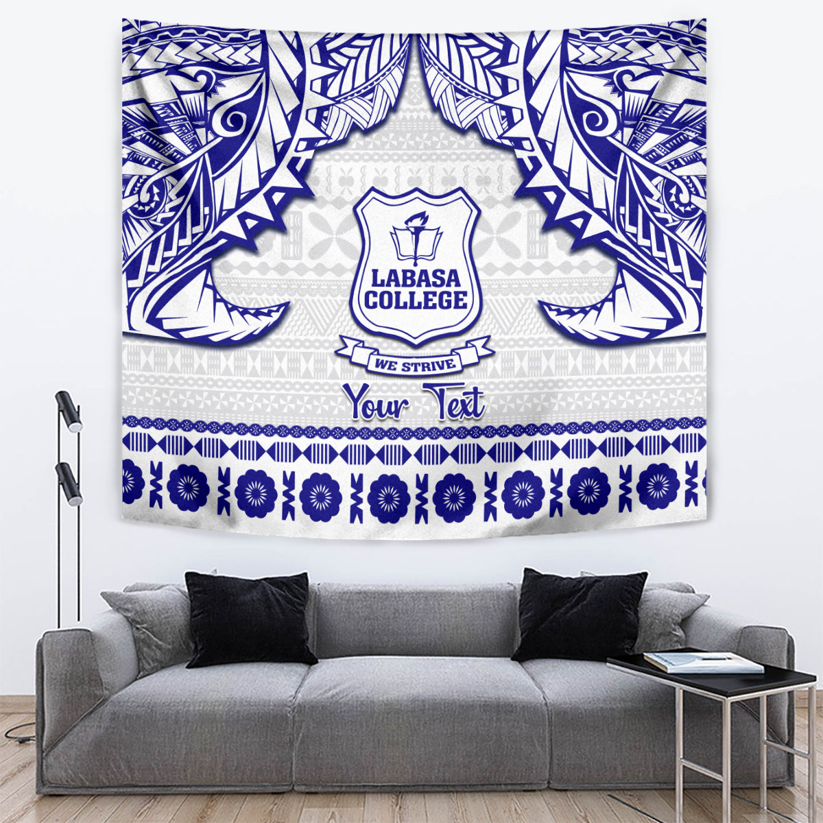Personalised Fiji Labasa College Tapestry Fijian Tapa Pattern LT14 - Polynesian Pride