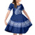 Personalised Fiji Queen Victoria School Family Matching Long Sleeve Bodycon Dress and Hawaiian Shirt Fijian Tapa Pattern LT14 Daughter's Dress Blue - Polynesian Pride