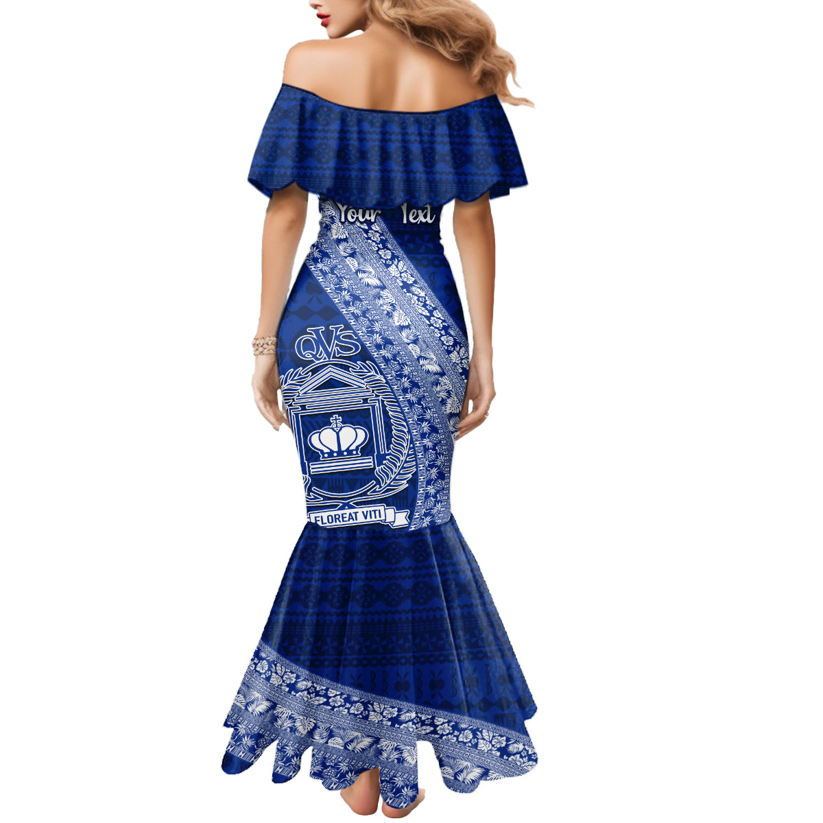 Personalised Fiji Queen Victoria School Mermaid Dress Fijian Tapa Pattern LT14 - Polynesian Pride