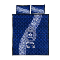 Personalised Fiji Queen Victoria School Quilt Bed Set Fijian Tapa Pattern LT14 Blue - Polynesian Pride