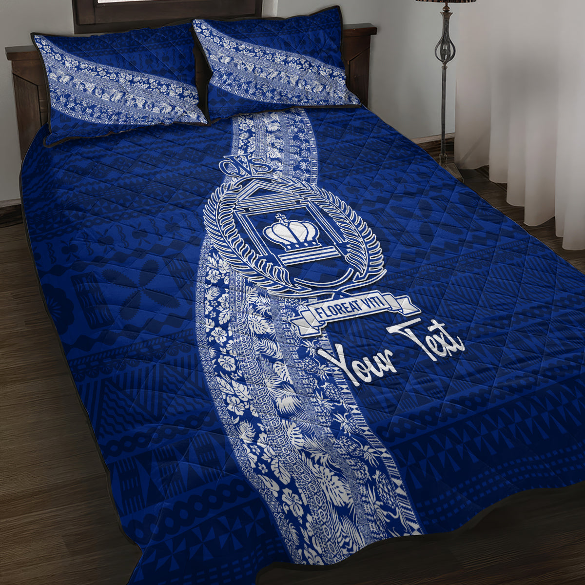 Personalised Fiji Queen Victoria School Quilt Bed Set Fijian Tapa Pattern LT14 - Polynesian Pride