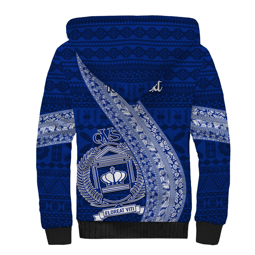 Personalised Fiji Queen Victoria School Sherpa Hoodie Fijian Tapa Pattern LT14 - Polynesian Pride