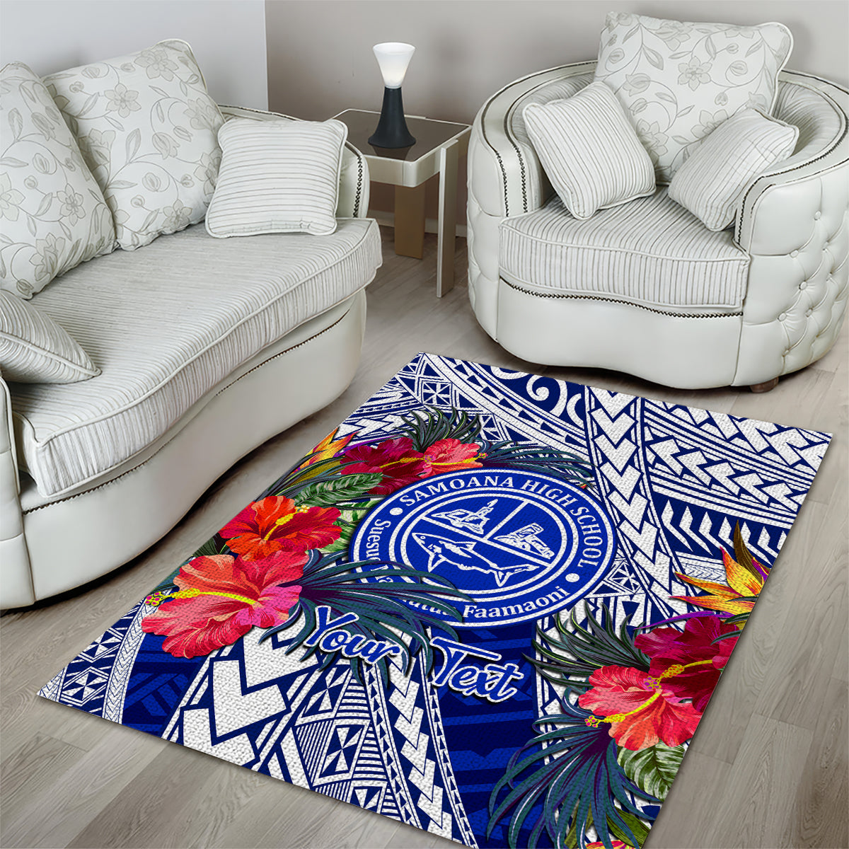 Personalised Samoana High School Area Rug American Samoa Schools Polynesian Tropical Flowers LT14 - Polynesian Pride