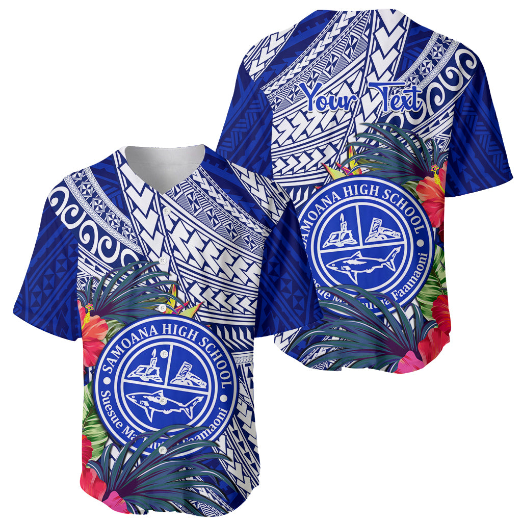 Personalised Samoana High School Baseball Jersey American Samoa Schools Polynesian Tropical Flowers LT14 - Polynesian Pride