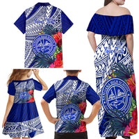 Personalised Samoana High School Family Matching Off Shoulder Maxi Dress and Hawaiian Shirt American Samoa Schools Polynesian Tropical Flowers LT14 - Polynesian Pride