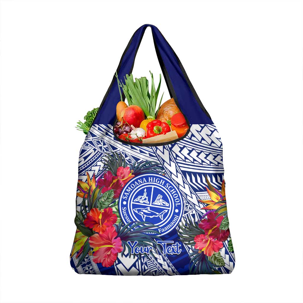 Personalised Samoana High School Grocery Bag American Samoa Schools Polynesian Tropical Flowers LT14 1-pack One Size Blue - Polynesian Pride