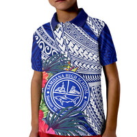 Personalised Samoana High School Kid Polo Shirt American Samoa Schools Polynesian Tropical Flowers LT14 Kid Blue - Polynesian Pride
