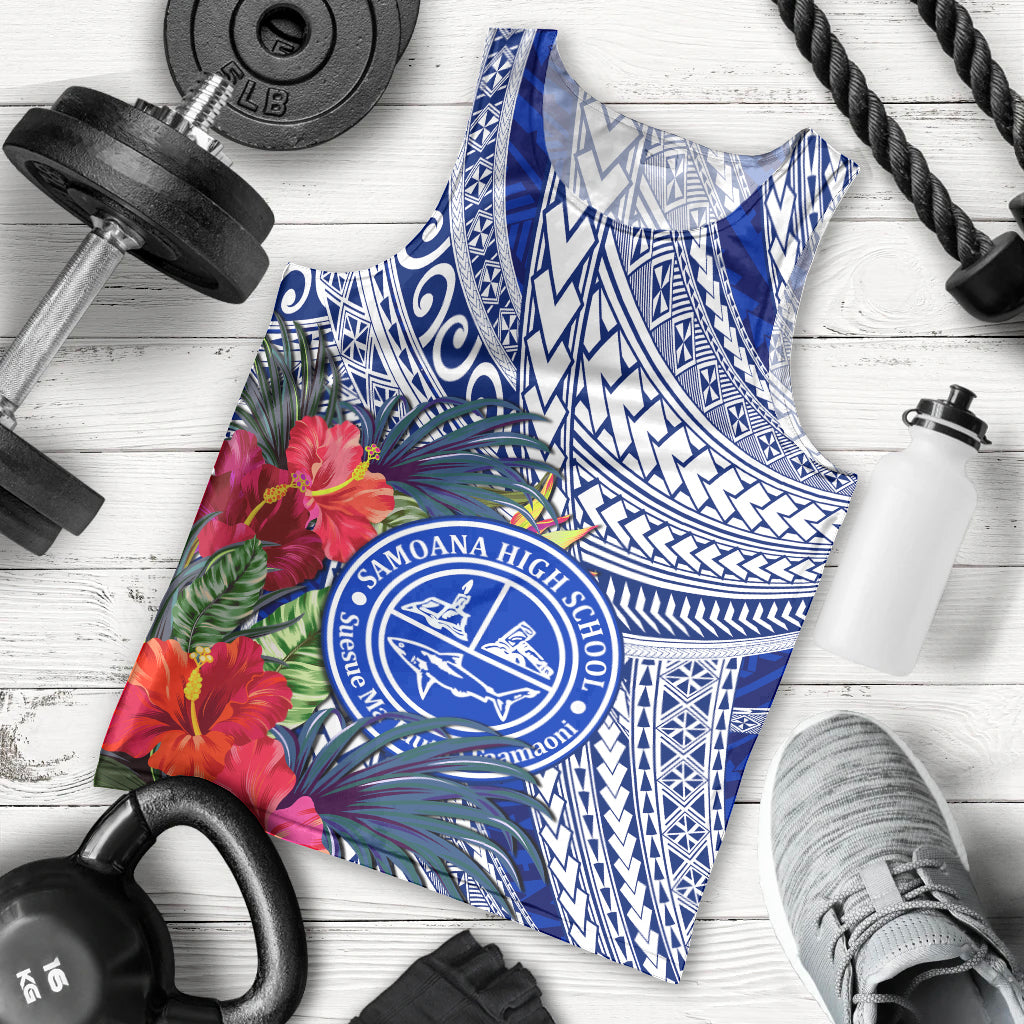 Personalised Samoana High School Men Tank Top American Samoa Schools Polynesian Tropical Flowers LT14 - Polynesian Pride