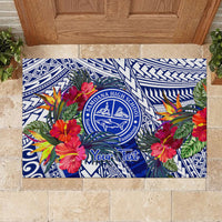 Personalised Samoana High School Rubber Doormat American Samoa Schools Polynesian Tropical Flowers LT14 - Polynesian Pride