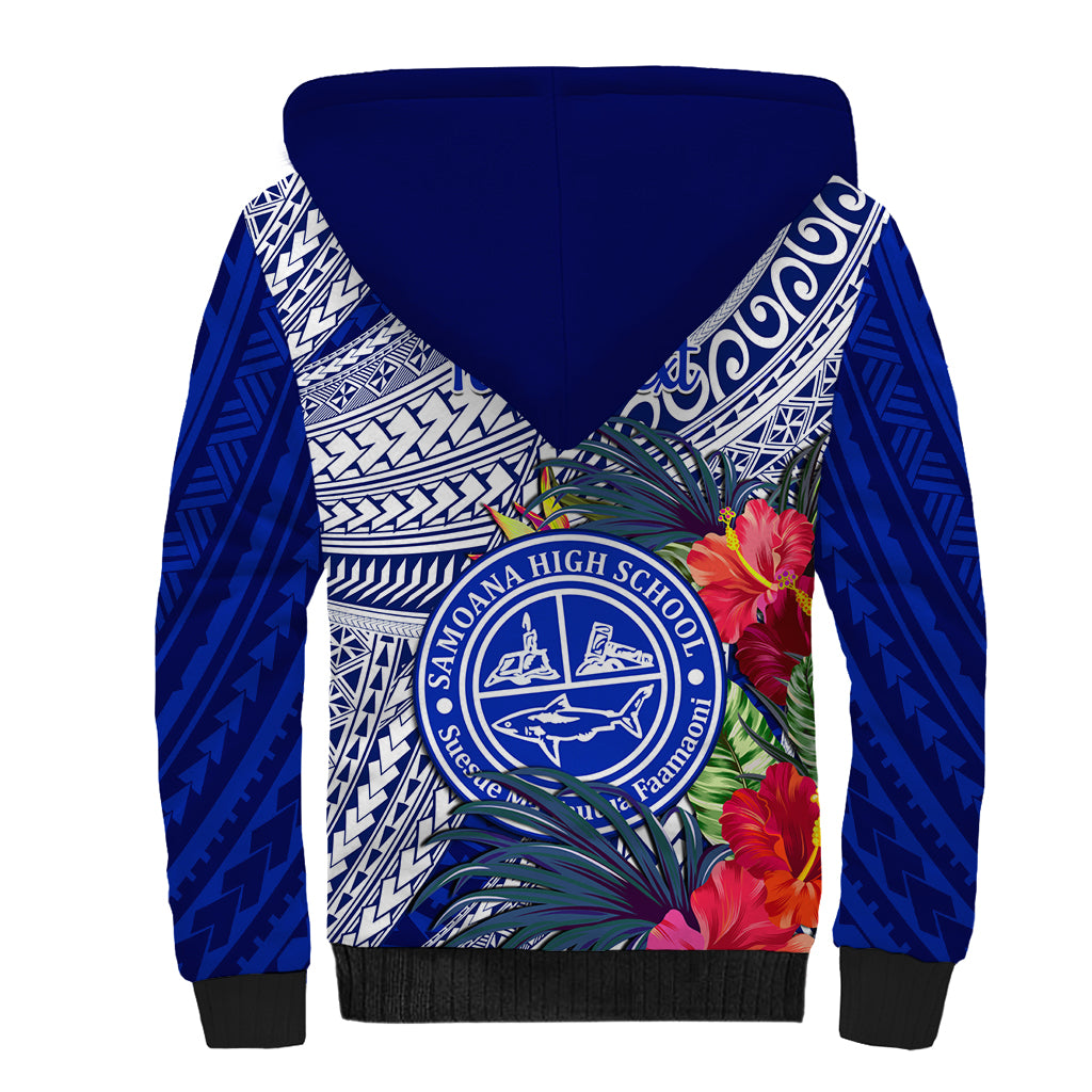 Personalised Samoana High School Sherpa Hoodie American Samoa Schools Polynesian Tropical Flowers LT14 - Polynesian Pride