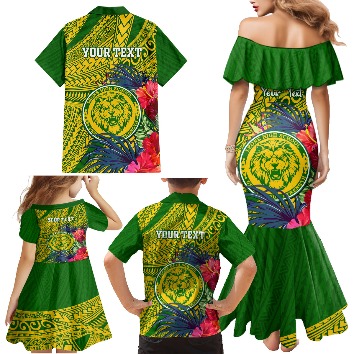 Personalised Leone High School Family Matching Mermaid Dress and Hawaiian Shirt American Samoa Schools Polynesian Tropical Flowers LT14 - Polynesian Pride