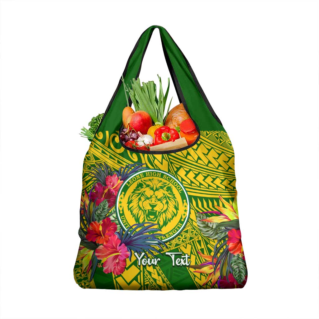 Personalised Leone High School Grocery Bag American Samoa Schools Polynesian Tropical Flowers LT14 1-pack One Size Green - Polynesian Pride