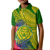 Personalised Leone High School Kid Polo Shirt American Samoa Schools Polynesian Tropical Flowers LT14 Kid Green - Polynesian Pride