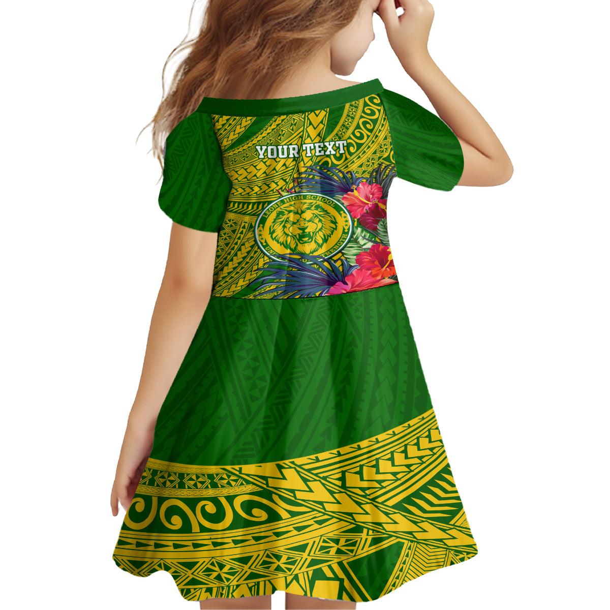 Personalised Leone High School Kid Short Sleeve Dress American Samoa Schools Polynesian Tropical Flowers LT14 - Polynesian Pride