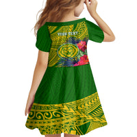 Personalised Leone High School Kid Short Sleeve Dress American Samoa Schools Polynesian Tropical Flowers LT14 - Polynesian Pride