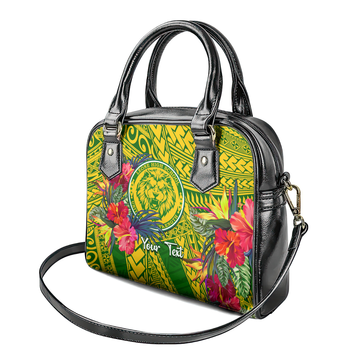 Personalised Leone High School Shoulder Handbag American Samoa Schools Polynesian Tropical Flowers LT14 - Polynesian Pride