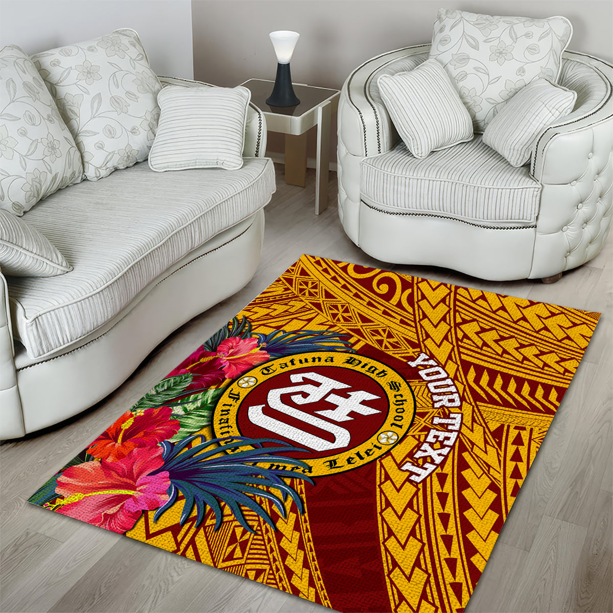 Personalised Tafuna High School Area Rug American Samoa Schools Polynesian Tropical Flowers LT14 - Polynesian Pride