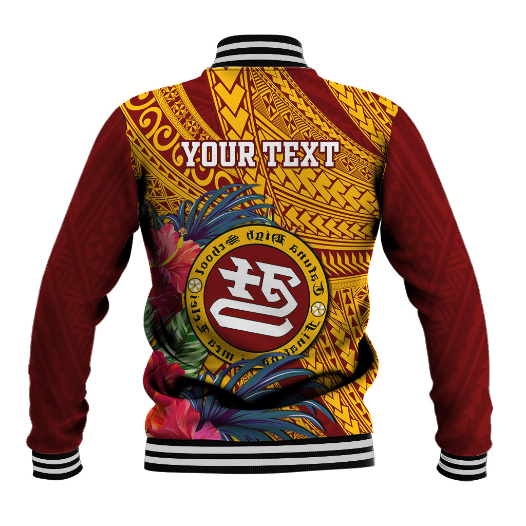 Personalised Tafuna High School Baseball Jacket American Samoa Schools Polynesian Tropical Flowers LT14 - Polynesian Pride