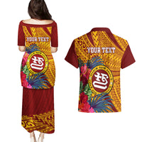 Personalised Tafuna High School Couples Matching Puletasi Dress and Hawaiian Shirt American Samoa Schools Polynesian Tropical Flowers LT14 - Polynesian Pride