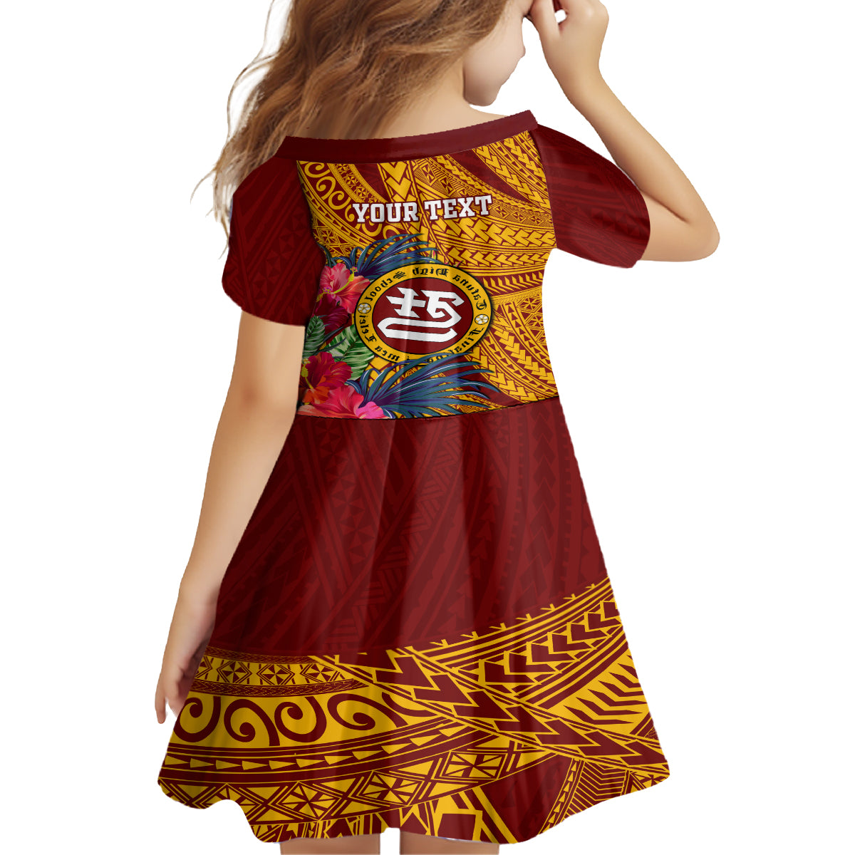 Personalised Tafuna High School Family Matching Off Shoulder Long Sleeve Dress and Hawaiian Shirt American Samoa Schools Polynesian Tropical Flowers LT14 - Polynesian Pride