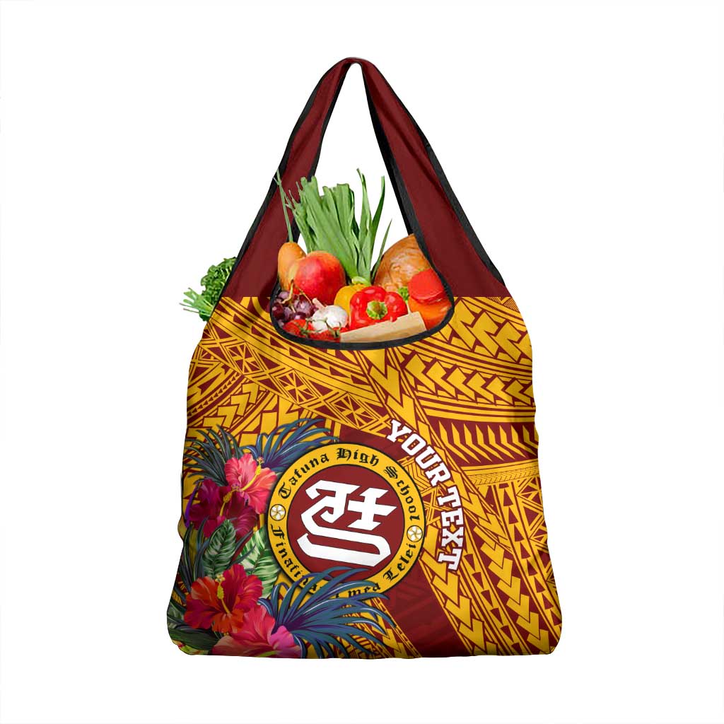 Personalised Tafuna High School Grocery Bag American Samoa Schools Polynesian Tropical Flowers LT14 1-pack One Size Maroon - Polynesian Pride