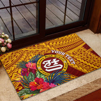 Personalised Tafuna High School Rubber Doormat American Samoa Schools Polynesian Tropical Flowers LT14 - Polynesian Pride