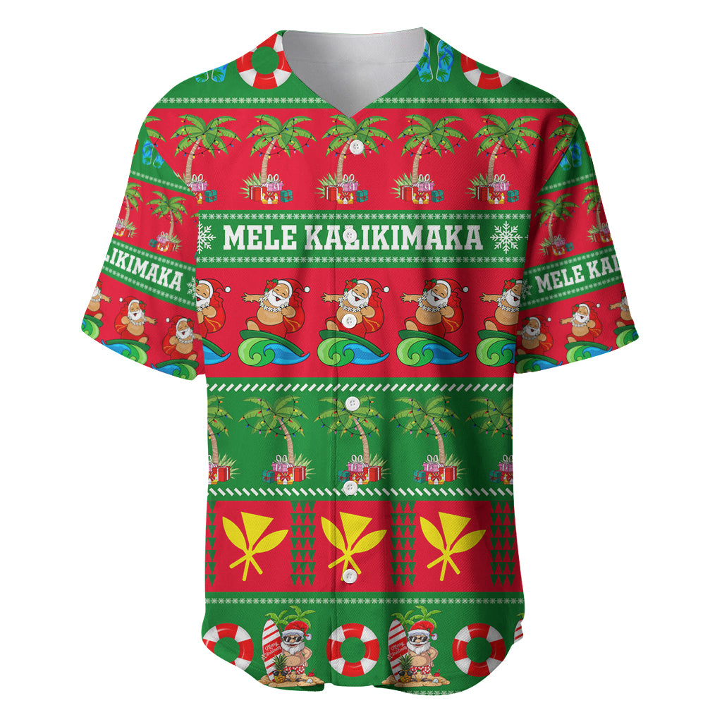 Personalised Hawaii Christmas Baseball Jersey Mele Kalikimaka LT14 Green - Polynesian Pride