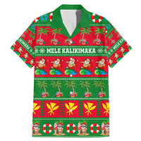 Personalised Hawaii Christmas Family Matching Mermaid Dress and Hawaiian Shirt Mele Kalikimaka LT14 Dad's Shirt - Short Sleeve Green - Polynesian Pride
