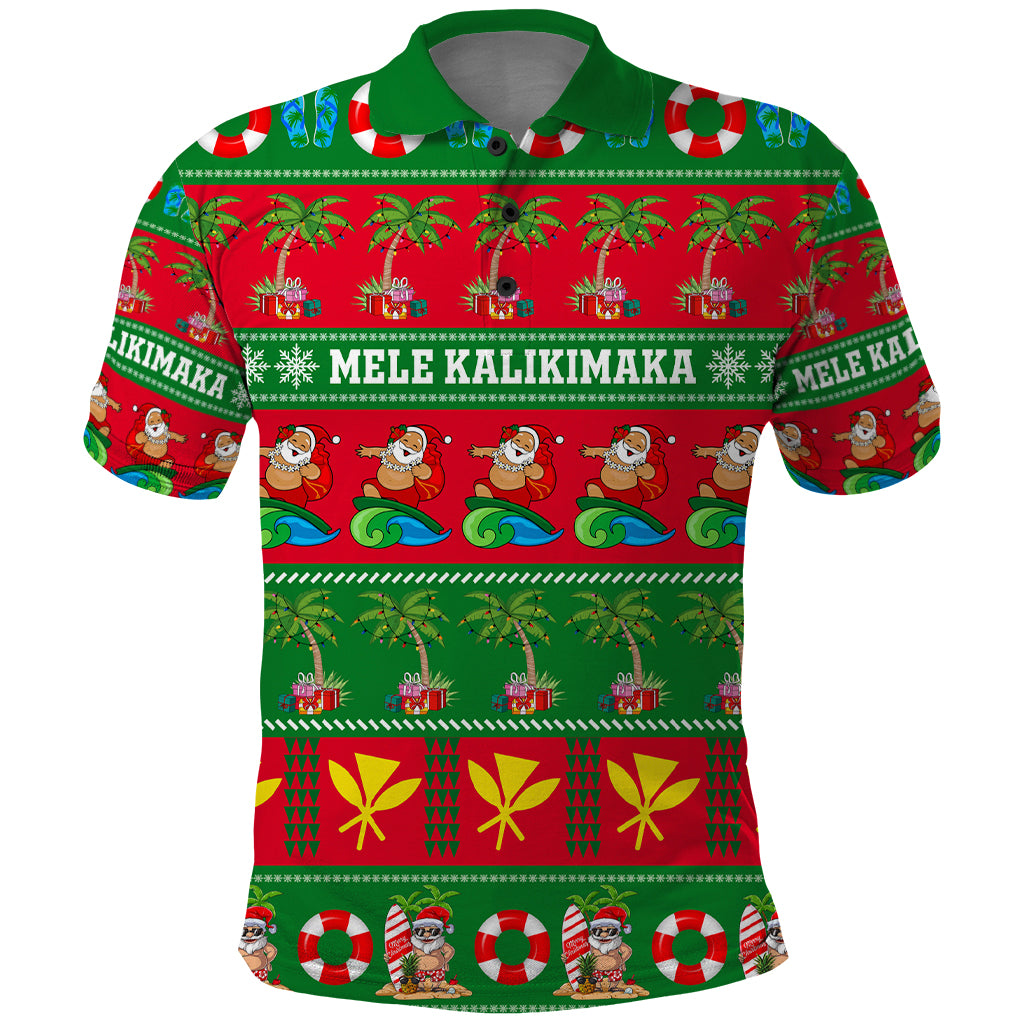 Personalised Hawaii Christmas Polo Shirt Mele Kalikimaka LT14 Green - Polynesian Pride