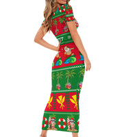 Personalised Hawaii Christmas Short Sleeve Bodycon Dress Mele Kalikimaka LT14 - Polynesian Pride