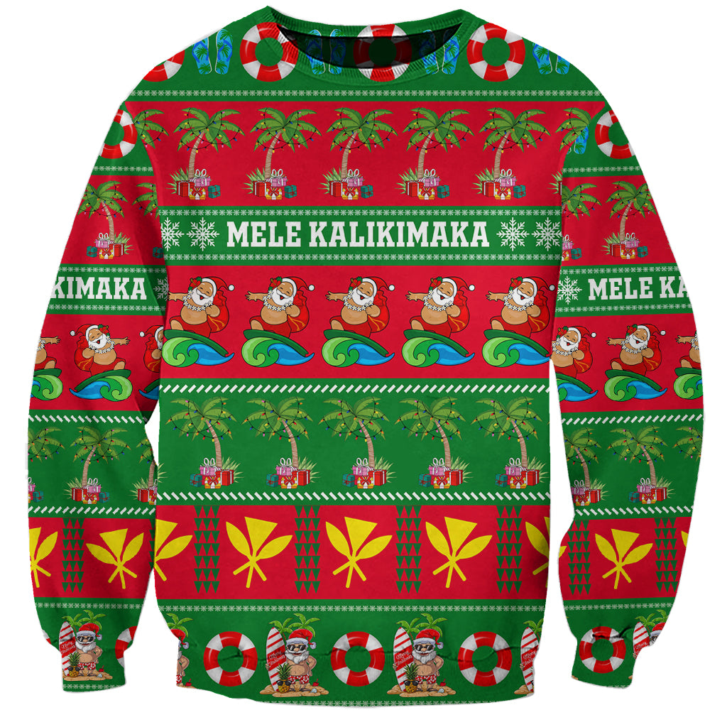 Personalised Hawaii Christmas Sweatshirt Mele Kalikimaka LT14 Unisex Green - Polynesian Pride